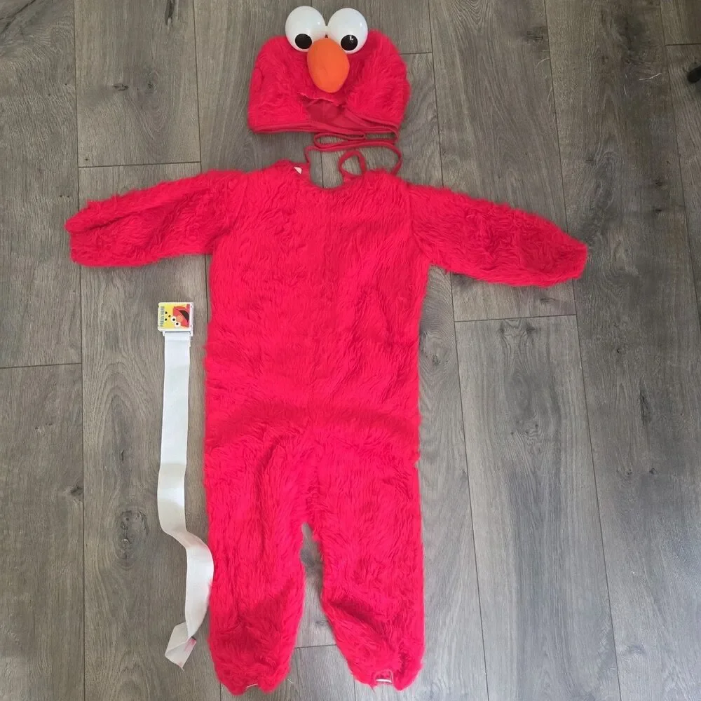 Vintage Sesame Street Elmo Costume Disguise Toddler SZ 2-4 Tickle Me Sound Belt